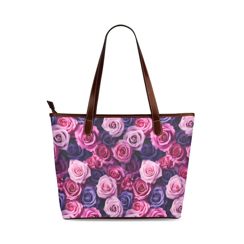 Purple Roses Shoulder Tote Bag