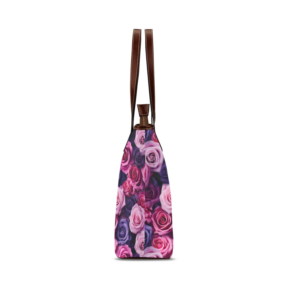 Purple Roses Shoulder Tote Bag