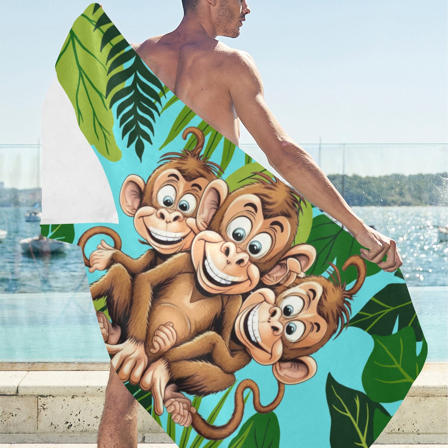 Three Monkeys Beach Towel 31.5"x 71" Inkedjoy