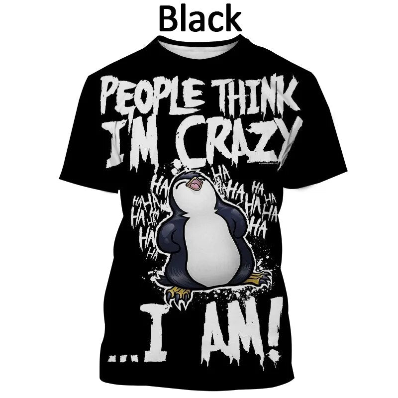 New Crazy Penguin Unisex 3D Anime Print Short Sleeve oversize T-Shirt