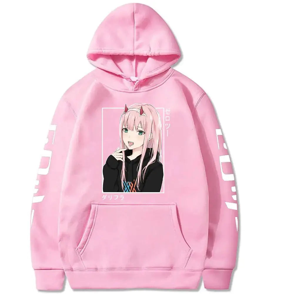 Pink Zero Two Hoodie from Anime Darling in the Franxx.