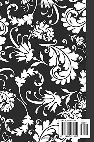 Black Floral Paisley Print Journal: 6x9 inches| black soft cover| 120 white pages| lined notebook