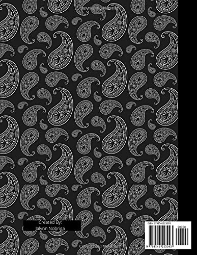 Composition : 100 Sheets: Black Paisley paperback covered 8.5x11 Notebook