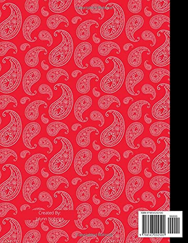 Composition 100 Sheets: Notebook 8.5x11 Red Paisley print